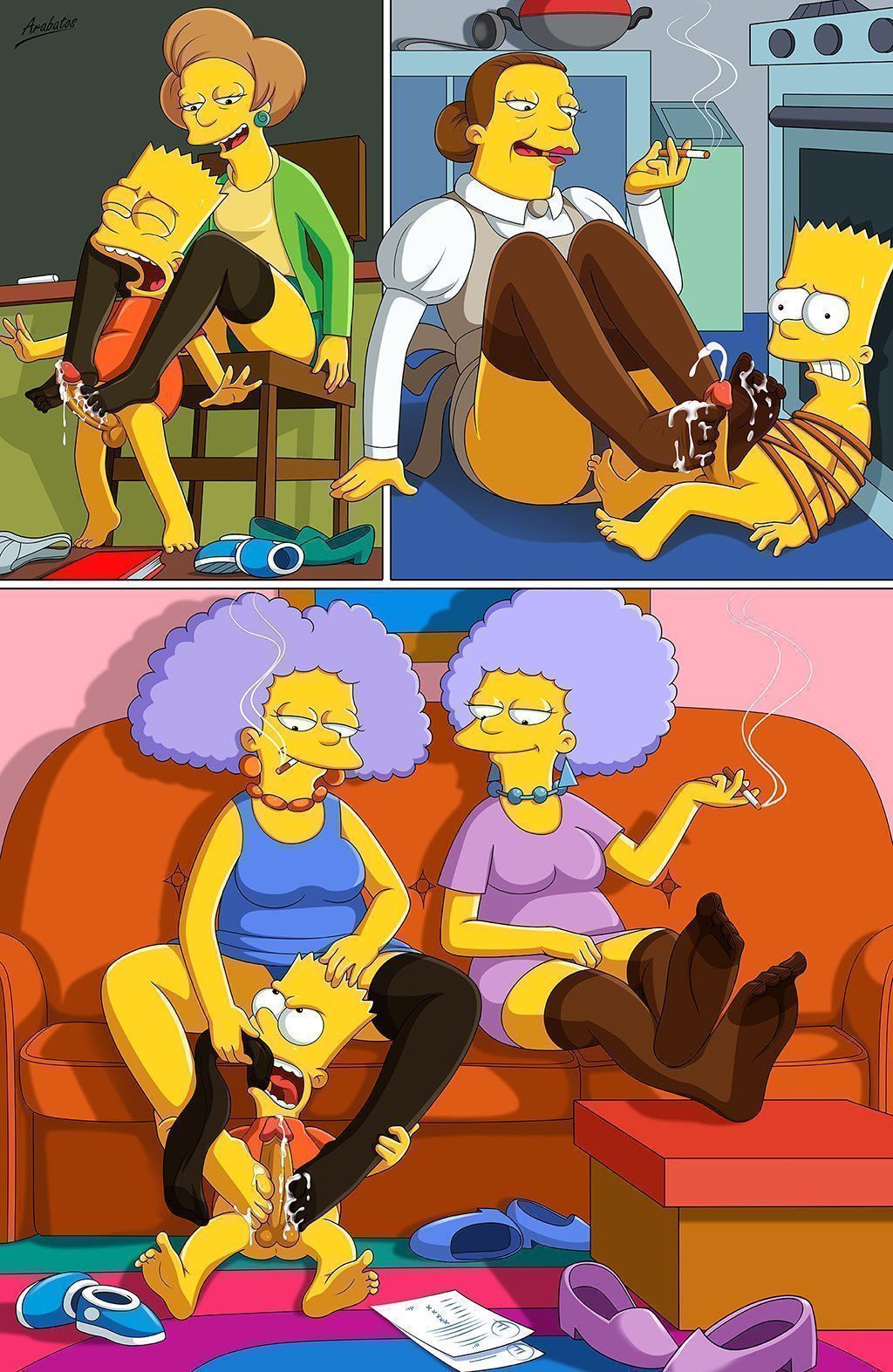 Simpsons Pornô - Bart e as tias safadonas