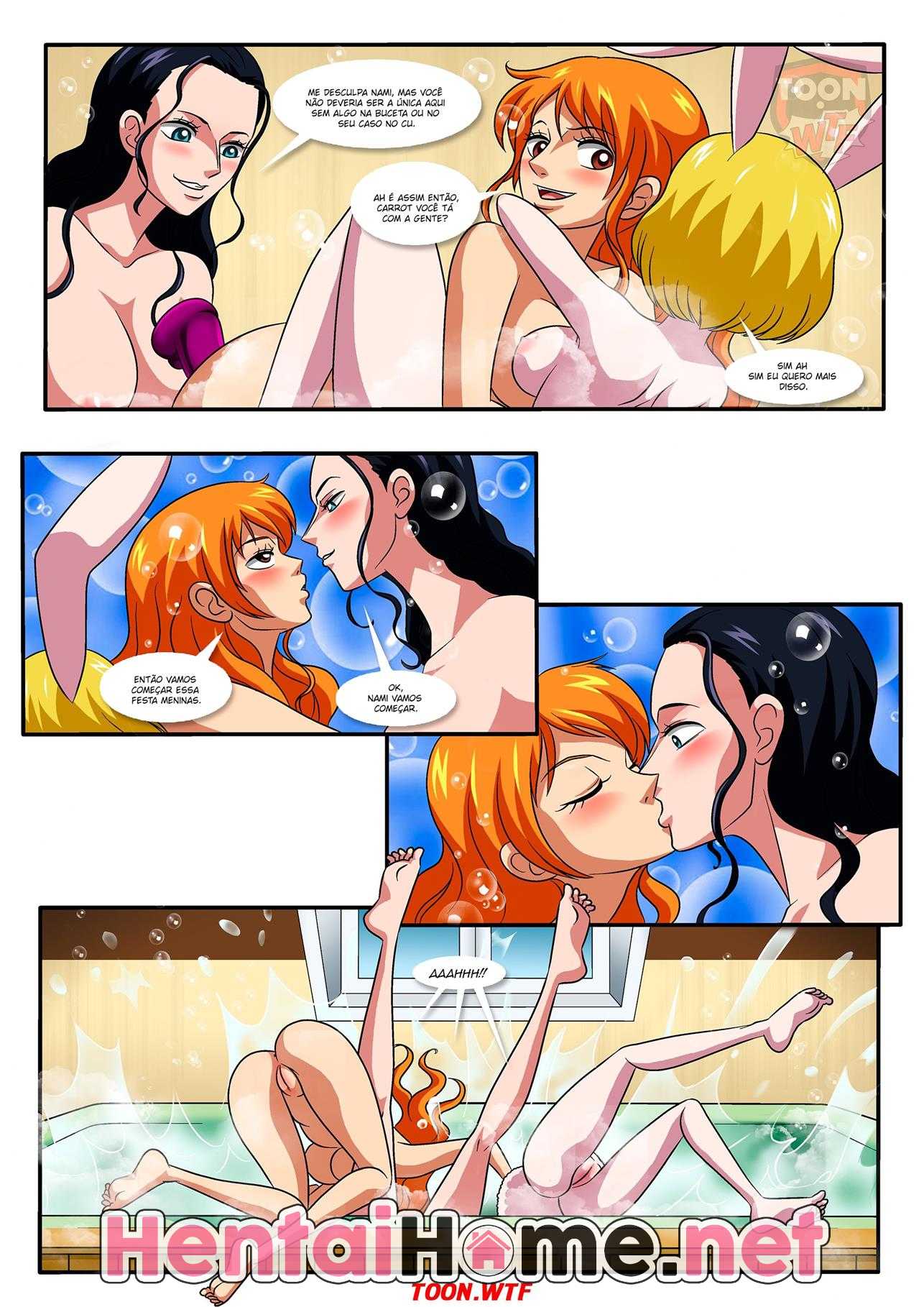 As coelhinhas de peitões de One Piece pornô